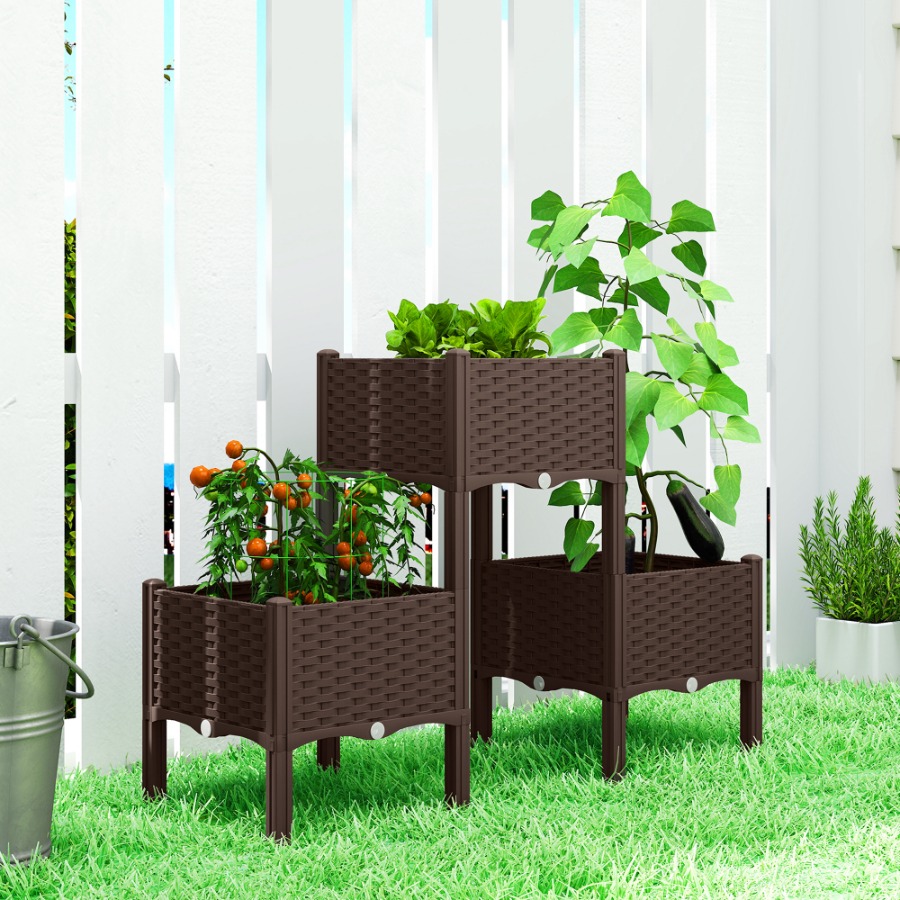 Self-Watering Planter - Fioriera rialzata in plastica con gambe,